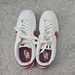 Nike Classic White and Burgundy Sneakers